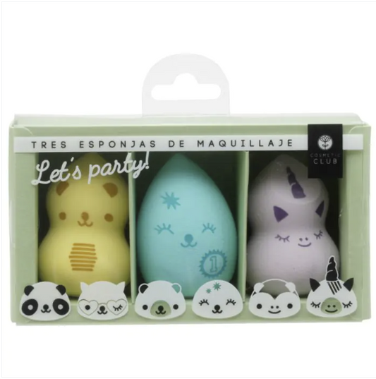 Set 3 Esponjas de Maquillaje Let's Party - COSMETIC CLUB